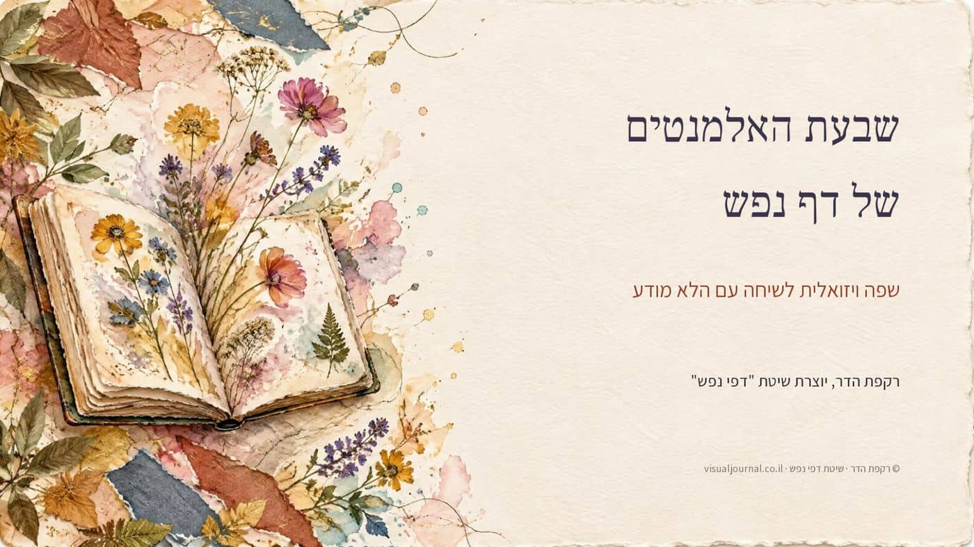 שבעת האלמנטים של דף נפש, שקופית פתיחה